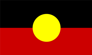 aboriginal flag red and black stripe background with yellow circle centre