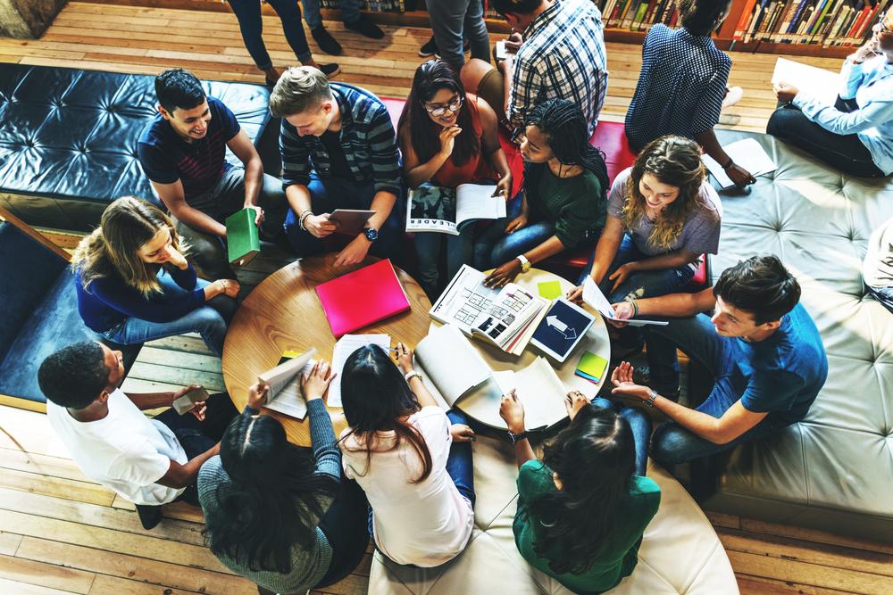 group of hsc students studying in library