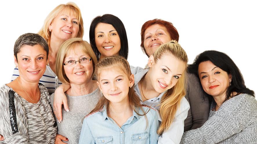 Multi generational portrait of diverse females