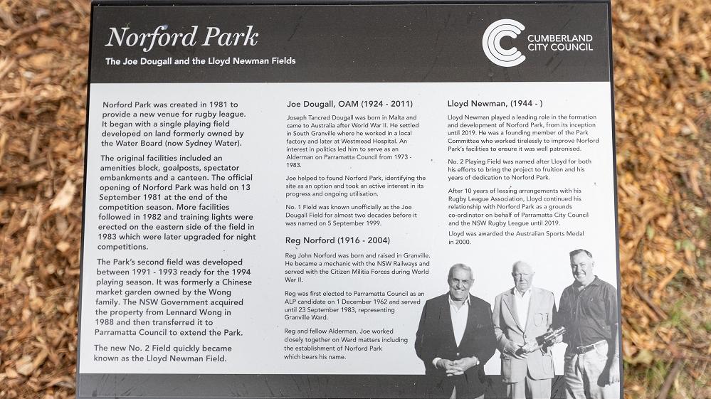 Norford Park Memorial Plaque