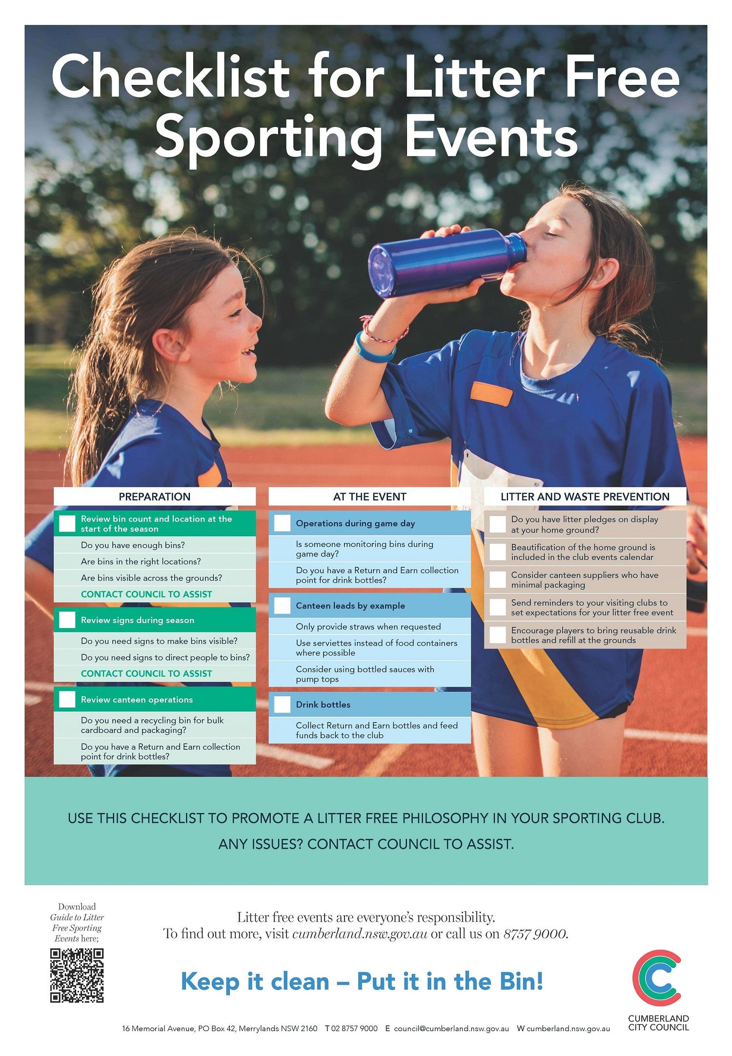 Checklist for litter free sporting events